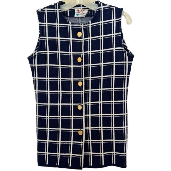 Jackets & Blazers - Vintage Sweater Vest Blue & White Sz.M Rare Made in England